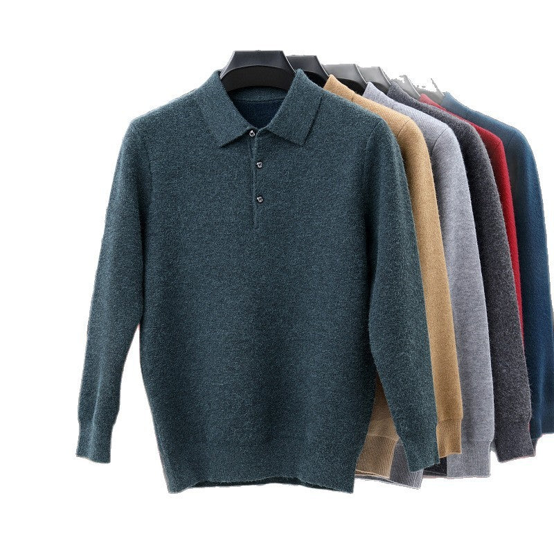 Polo de hombre con cuello vuelto y mangas largas - Suéter de punto de moda