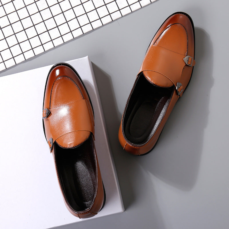 Men's Leather Double Buckle Shoes - Elegant Autumn Style