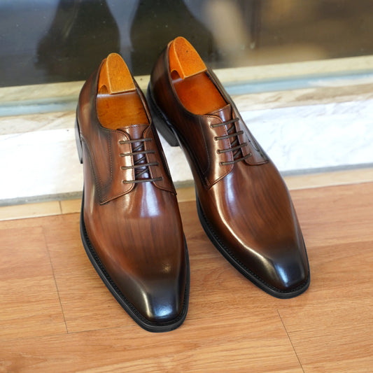 Chaussures Homme Cuir Bout Carré Vintage - Grande Taille 38-48