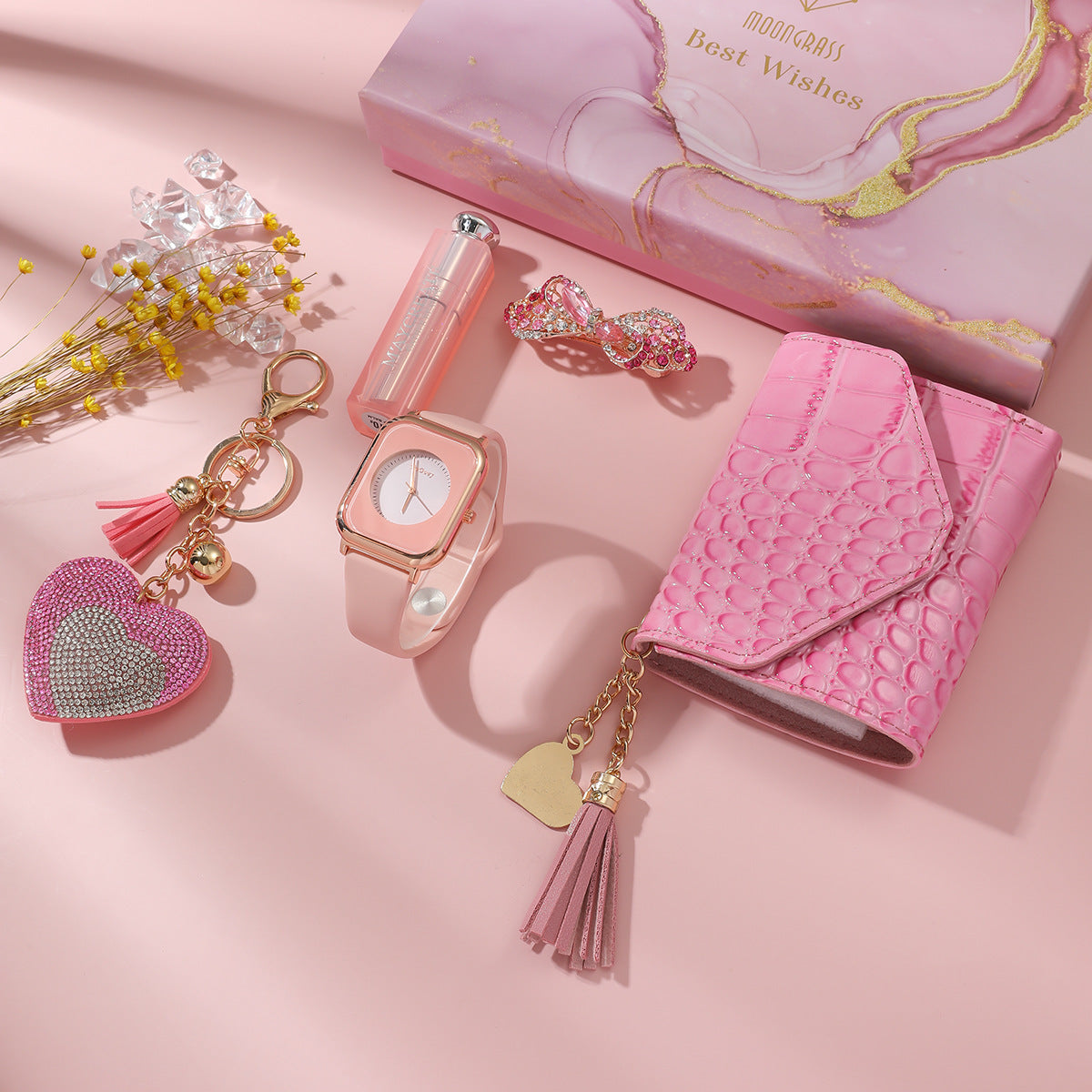 Elegante caja de regalo para reloj de mujer - Set de aniversario premium