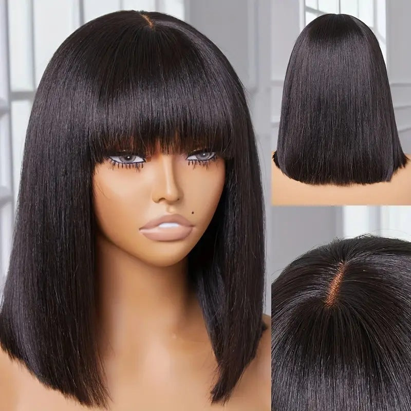 Bob Wig, Human Hair, Lace Front, 10 Inches