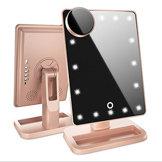 Miroir Maquillage Tactile LED Bluetooth Grossissant 10X - Enceinte Intégrée