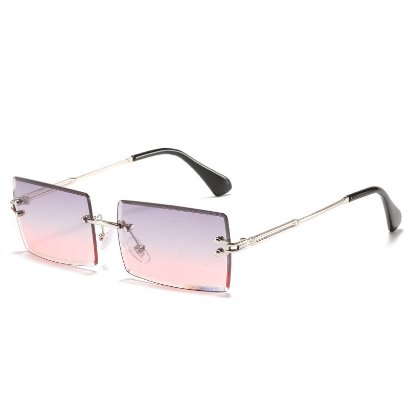 Gafas rectangulares de aleación sin montura para mujer, 56 g | SADJÉ