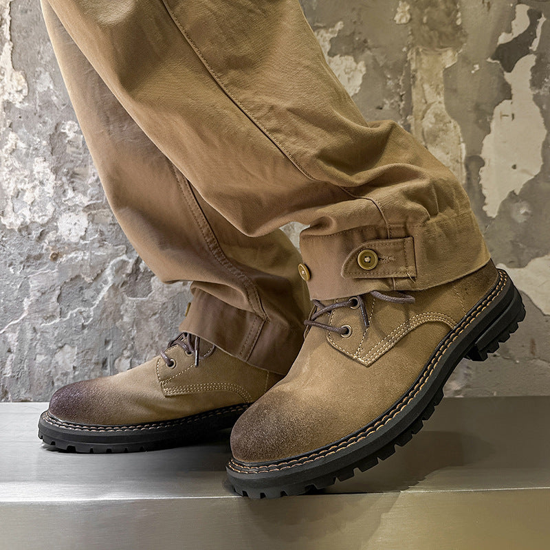 Botines de cuero mate para exteriores para hombre: comodidad duradera hasta media pantorrilla