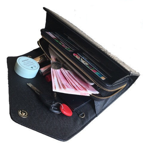 Cartera de mano tipo sobre con estampado de cocodrilo para mujer - PU repujado