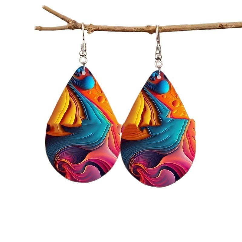 Pendientes acrílicos colgantes de 22 g - Planet Patterns 4 Colors