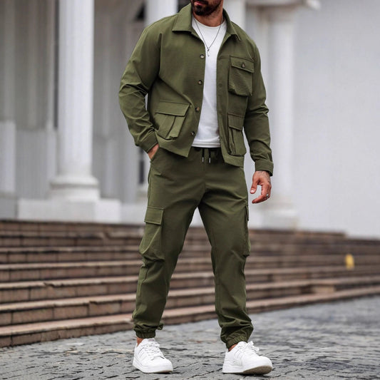 Ensemble Homme Cargo Vintage - Veste Multi-Poches et Short