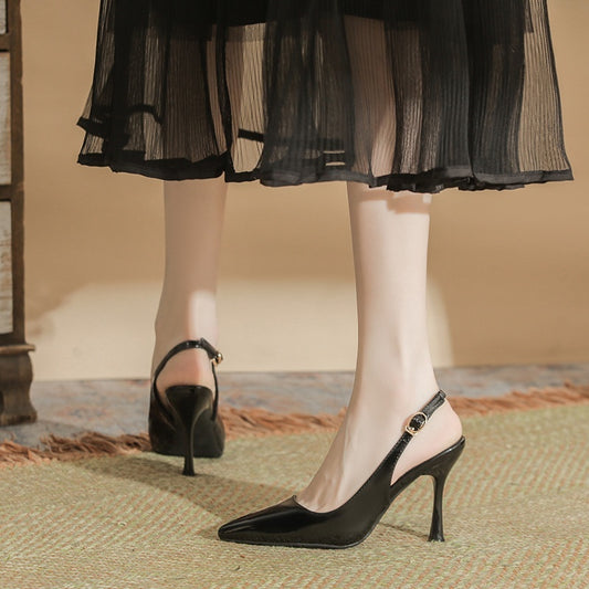 Escarpins Talons Hauts Femme - Cuir Verni Style Coréen Bout Pointu