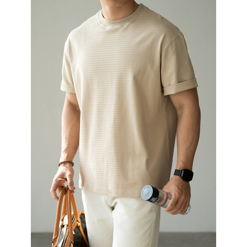 Men's Raglan Sleeve Striped Anti-Wrinkle T-Shirt - Breathable
