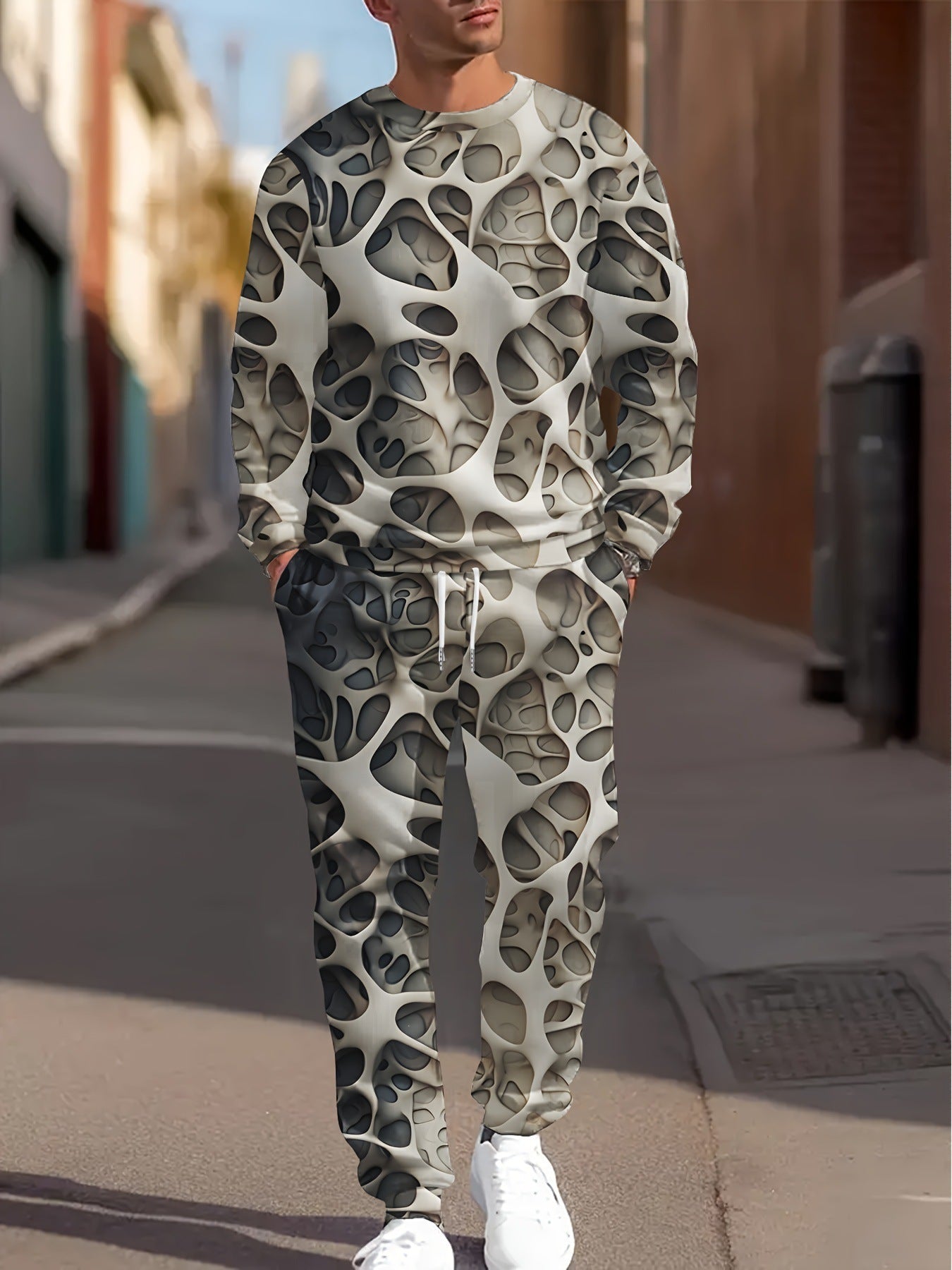 Men's Printed Tracksuit Set - Sports Jacket and Pants