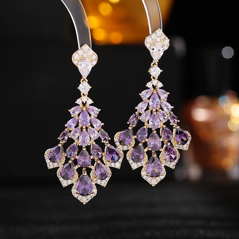 Pendientes de circón con forma de gota de agua (33 g) - Diseño de pétalos