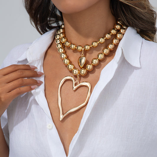 Collier Pendentif Cœur avec Perles Alliage 50g - 4 Variations