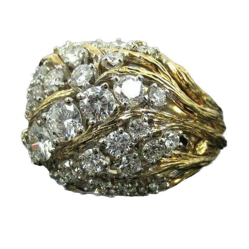 Anillo de cobre y circonita calada de 22 g - Tallas 6-10 Unisex