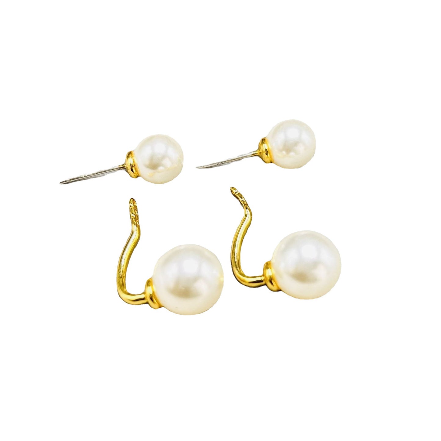 Pendientes geométricos de perla plateada de 15 g - Cobre galvanizado