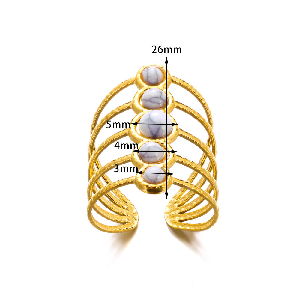 Anillo multicapa con incrustaciones de turquesa de 24 g