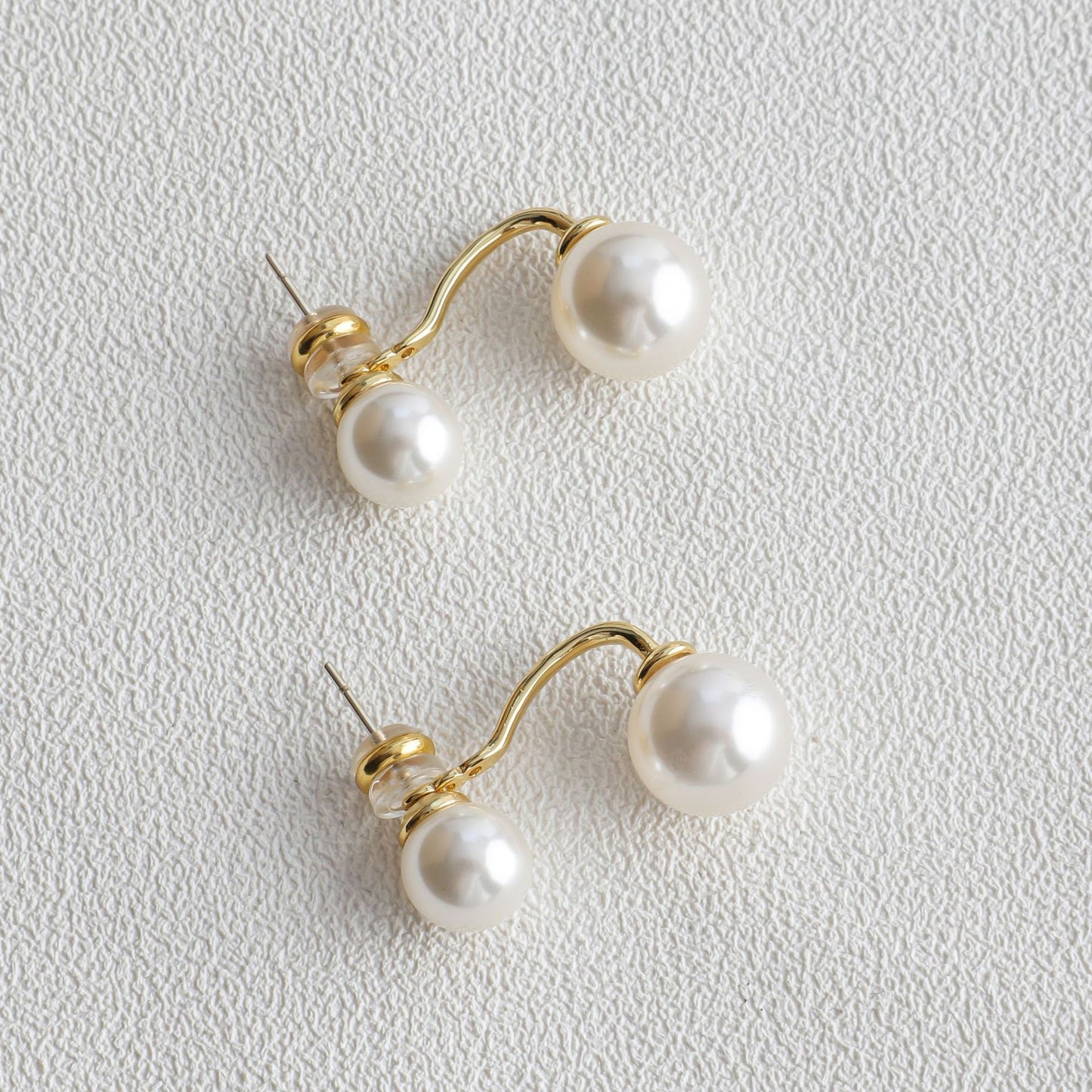 Pendientes geométricos de perla plateada de 15 g - Cobre galvanizado