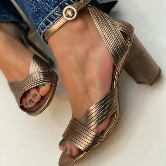 Sandales Femme Talons Hauts Bout Rond - Été Élégant Grande Taille