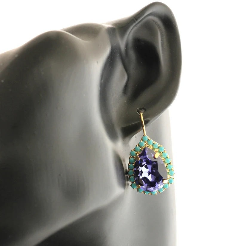 Pendientes de aleación de piedra turquesa de 20 g - Forma redonda