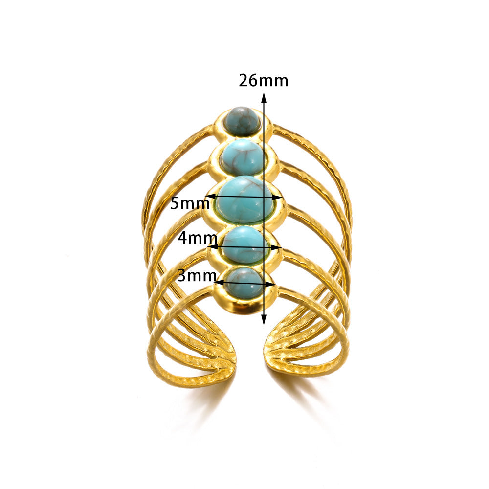 Anillo multicapa con incrustaciones de turquesa de 24 g