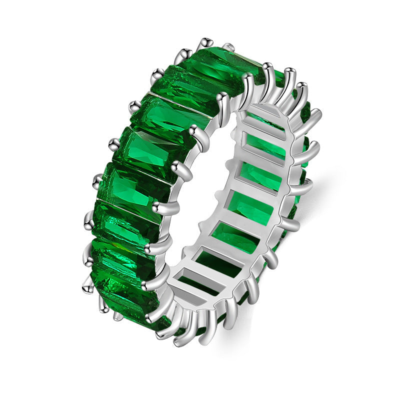 Anillo rectangular de circonita multicolor de 16 g - Estilo geométrico