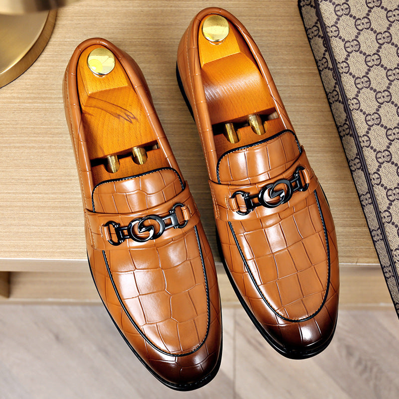 Men's Leather Shoes with Metallic Bits - Business Casual Style