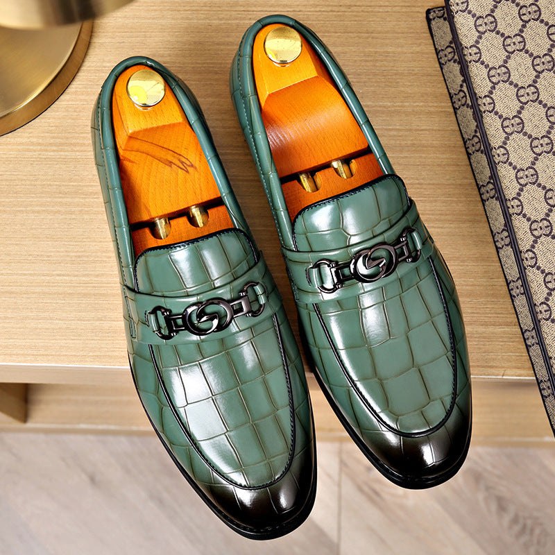 Men's Leather Shoes with Metallic Bits - Business Casual Style