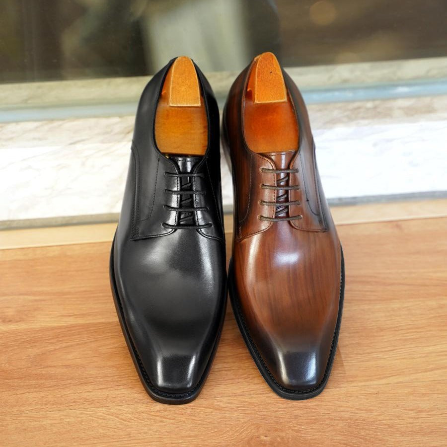 Men's Vintage Square Toe Leather Shoes - Large Size 38-48