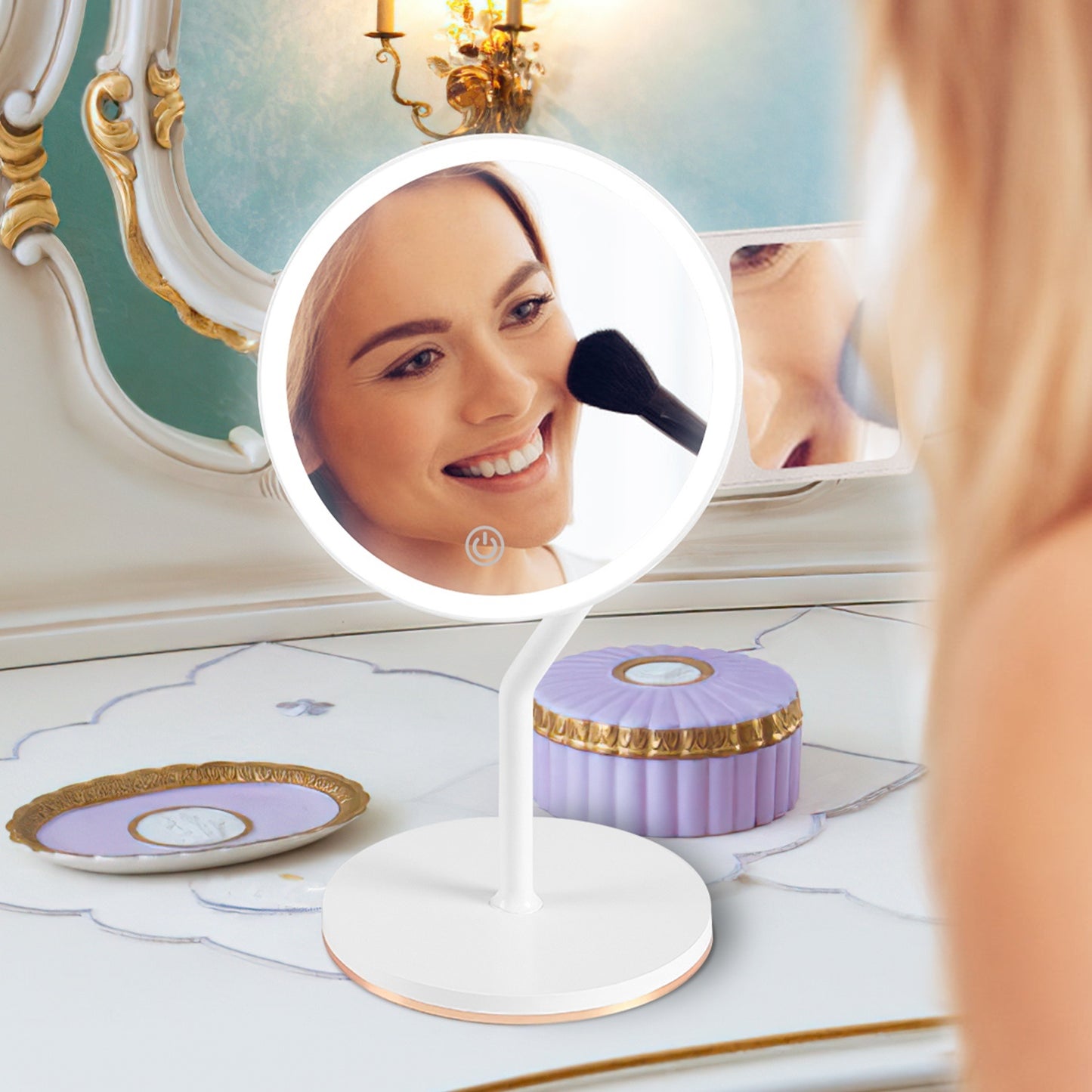 Miroir Maquillage Lumineux Grossissant 5X LED Rechargeable