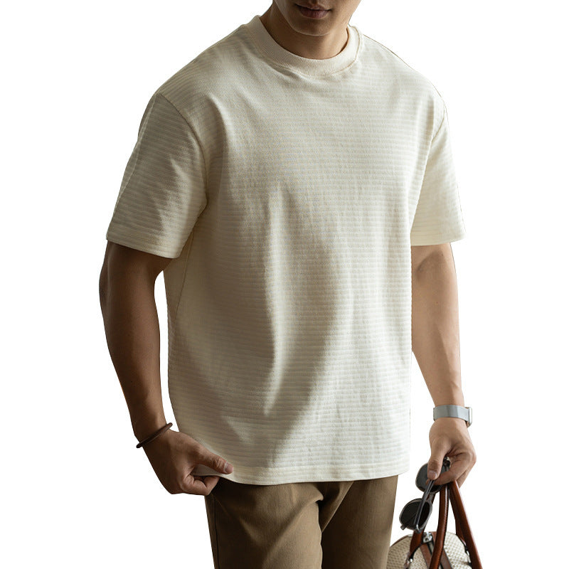 Men's Raglan Sleeve Striped Anti-Wrinkle T-Shirt - Breathable