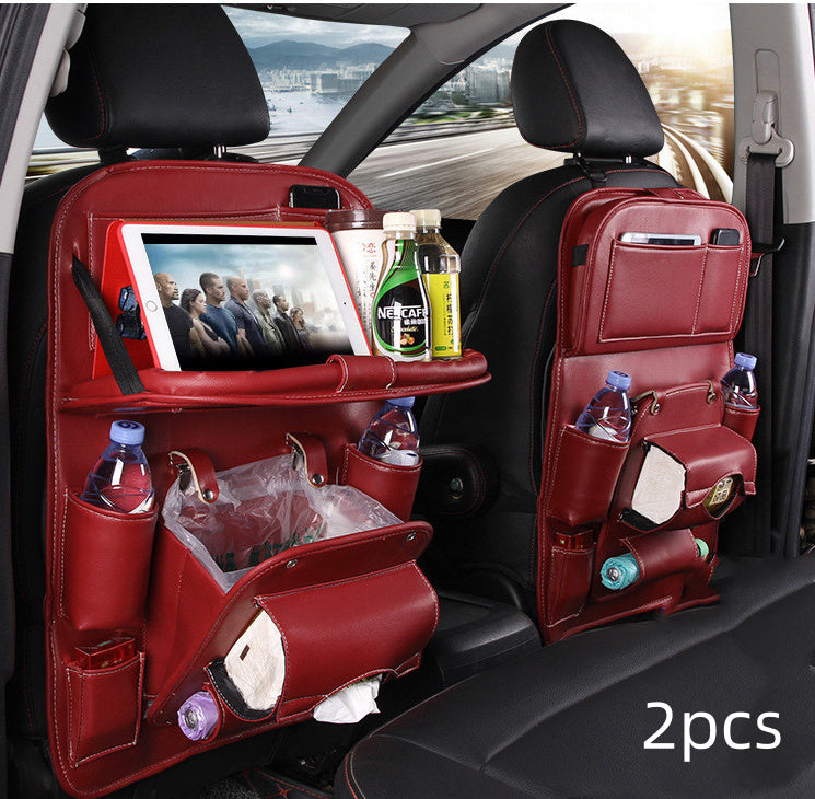 Multifunctional PU Leather Car Storage Bag - Waterproof Backseat Organizer