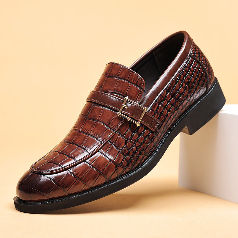 Crocodile Pattern Leather Men's Shoes - Elegant Business