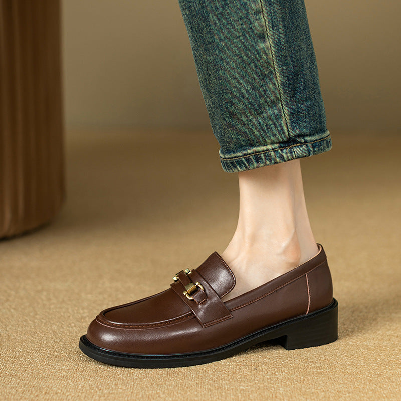 Zapatos de tacón de piel auténtica para mujer - Estilo retro británico