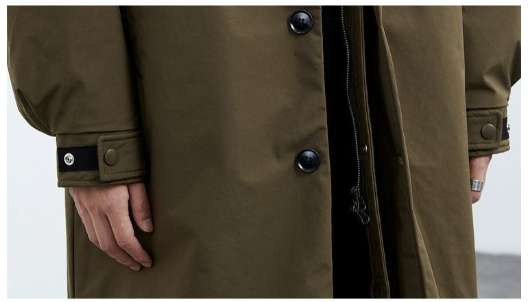 Men's Mid-Length Hooded Trench Coat - Double-Effect Coat
