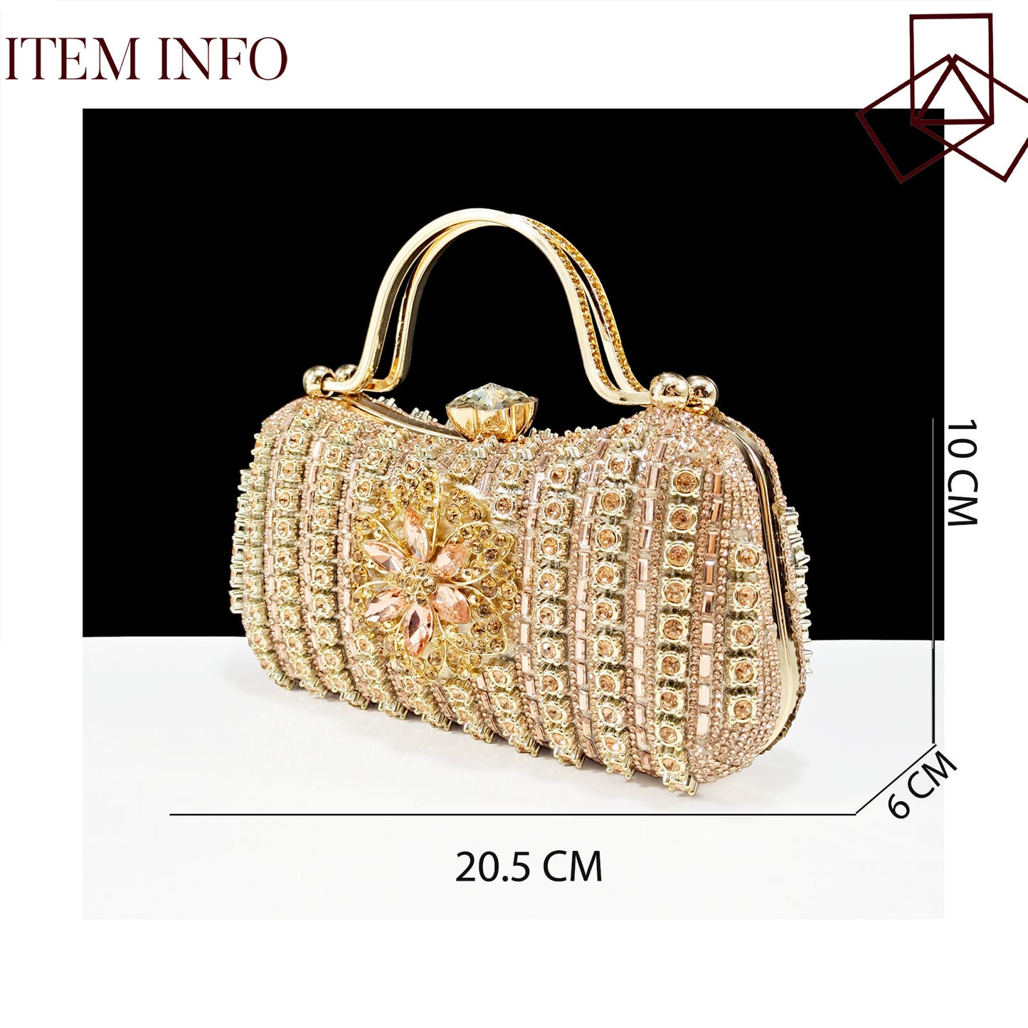 Conjunto de zapatos y bolso con flores de diamantes de imitación para mujer - Tacones altos de noche