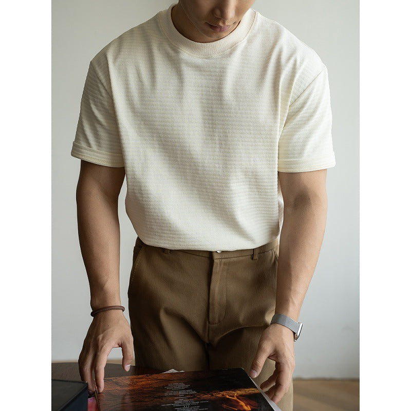 Men's Raglan Sleeve Striped Anti-Wrinkle T-Shirt - Breathable