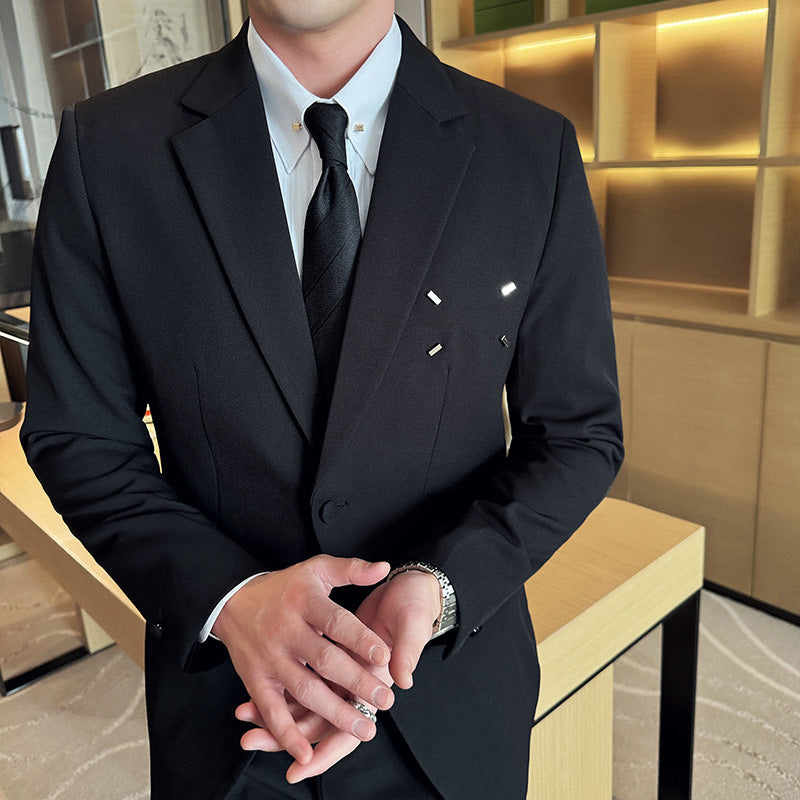 Men's 2 Piece Slim Fit Suit - Casual One Button Jacket