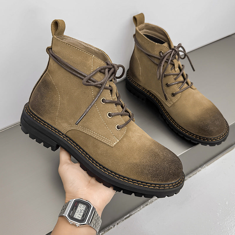 Botines de cuero mate para exteriores para hombre: comodidad duradera hasta media pantorrilla