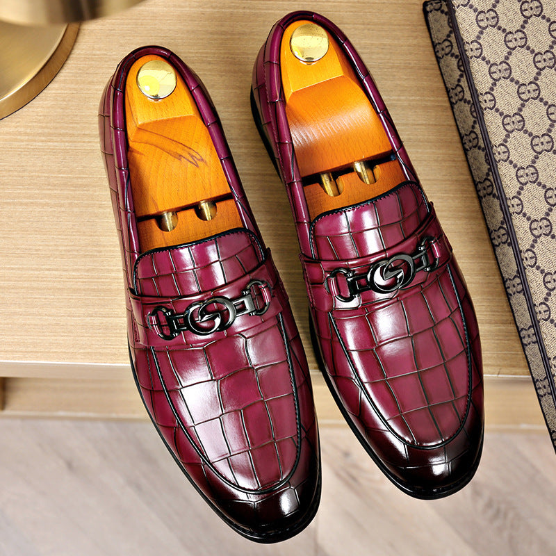Men's Leather Shoes with Metallic Bits - Business Casual Style