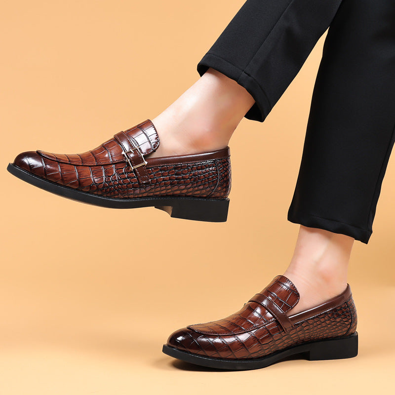 Crocodile Pattern Leather Men's Shoes - Elegant Business