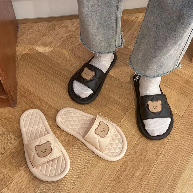 Summer Beach Flip Flops Teddy Bear - Comfortable Bathroom Home Slippers