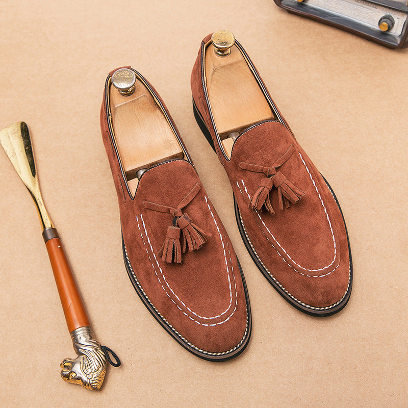 Men's Suede Fringed Loafers - Plus Size Comfort Loafers