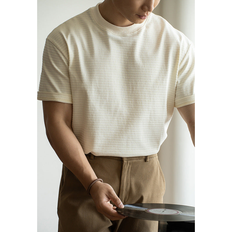 Men's Raglan Sleeve Striped Anti-Wrinkle T-Shirt - Breathable
