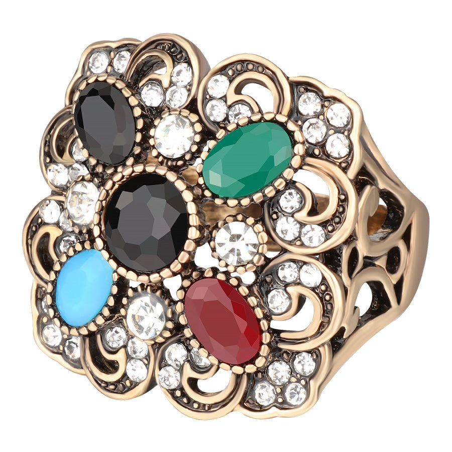 Anillo de aleación con estampado floral bohemio vintage de 20 g