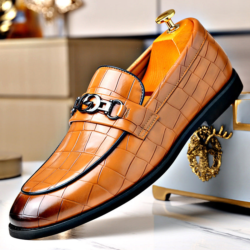 Men's Leather Shoes with Metallic Bits - Business Casual Style