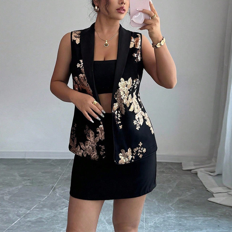 Women's Sleeveless Floral Print Vest - Cardigan Top
