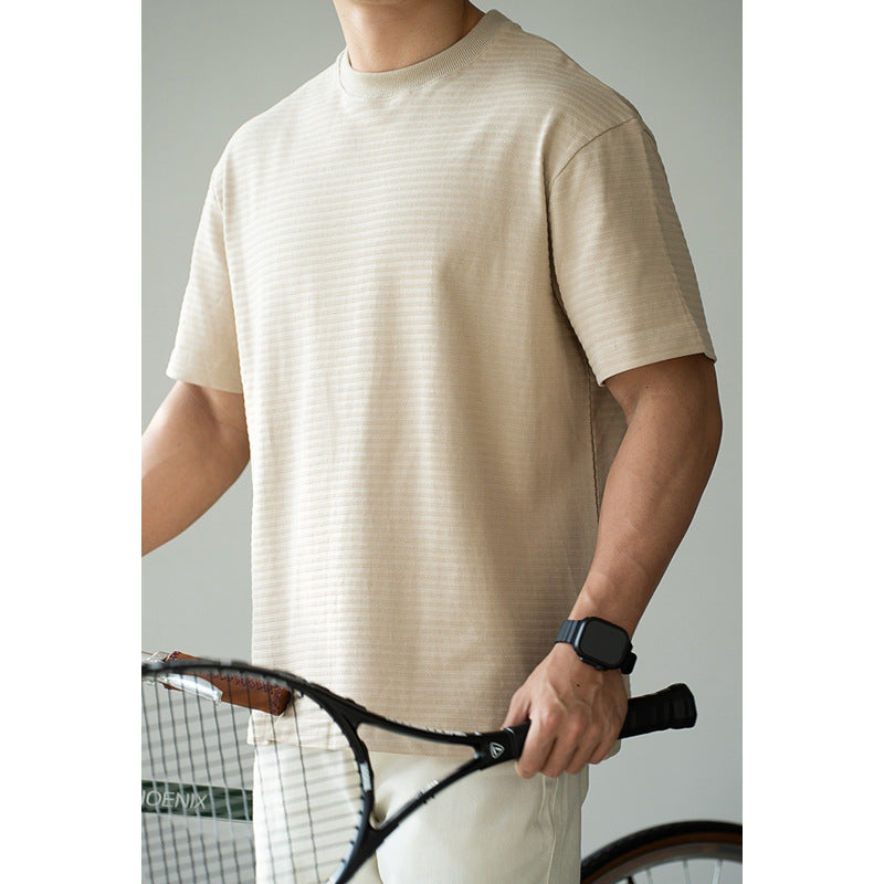 Men's Raglan Sleeve Striped Anti-Wrinkle T-Shirt - Breathable