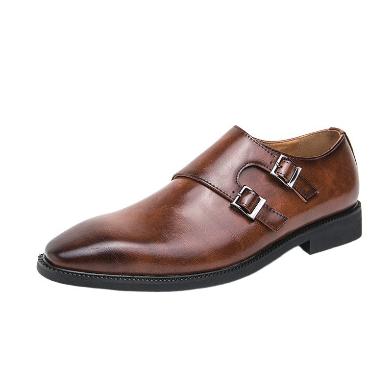 Men's Leather Dress Shoes - Elegant Buckle Office Wedding