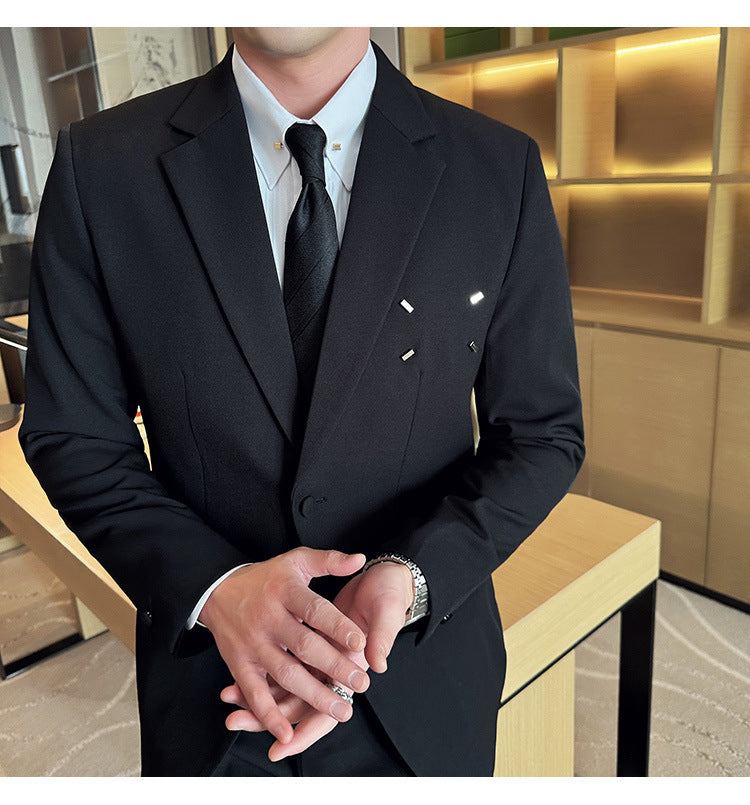 Men's 2 Piece Slim Fit Suit - Casual One Button Jacket