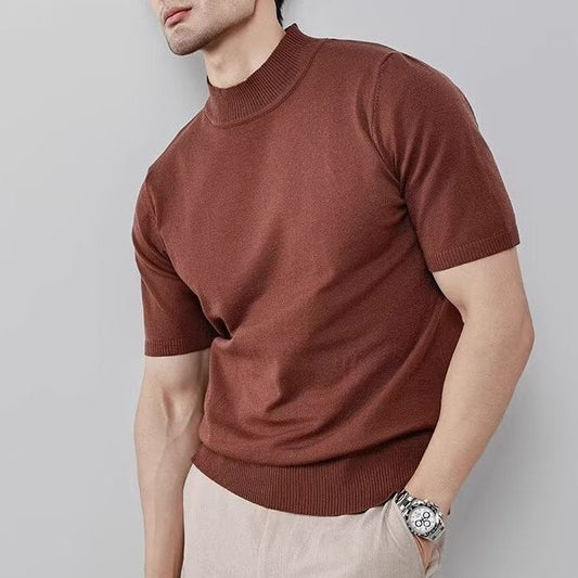 Men's Iced Silk Stand-Up Collar Sweater - Lightweight Knit