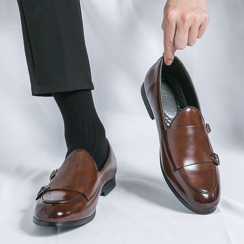 Men's Leather Double Buckle Shoes - Elegant Autumn Style